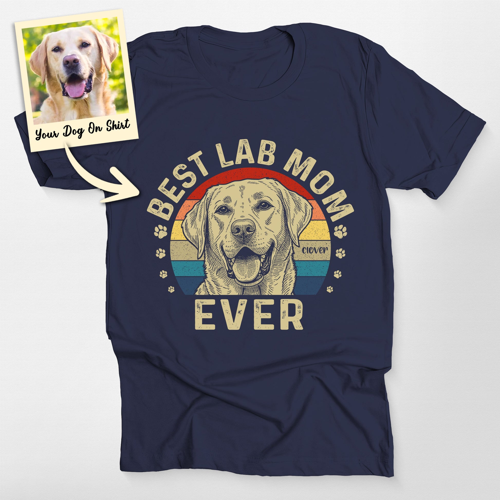 Personalized Dog Best Lab Mom T-Shirt, custom pet portrait gift for pet lovers (view 6)