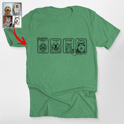 Personalized Dog Face on Stamp T-Shirt, custom pet portrait gift for pet lovers (view 12)