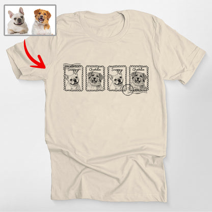 Personalized Dog Face on Stamp T-Shirt, custom pet portrait gift for pet lovers (view 4)
