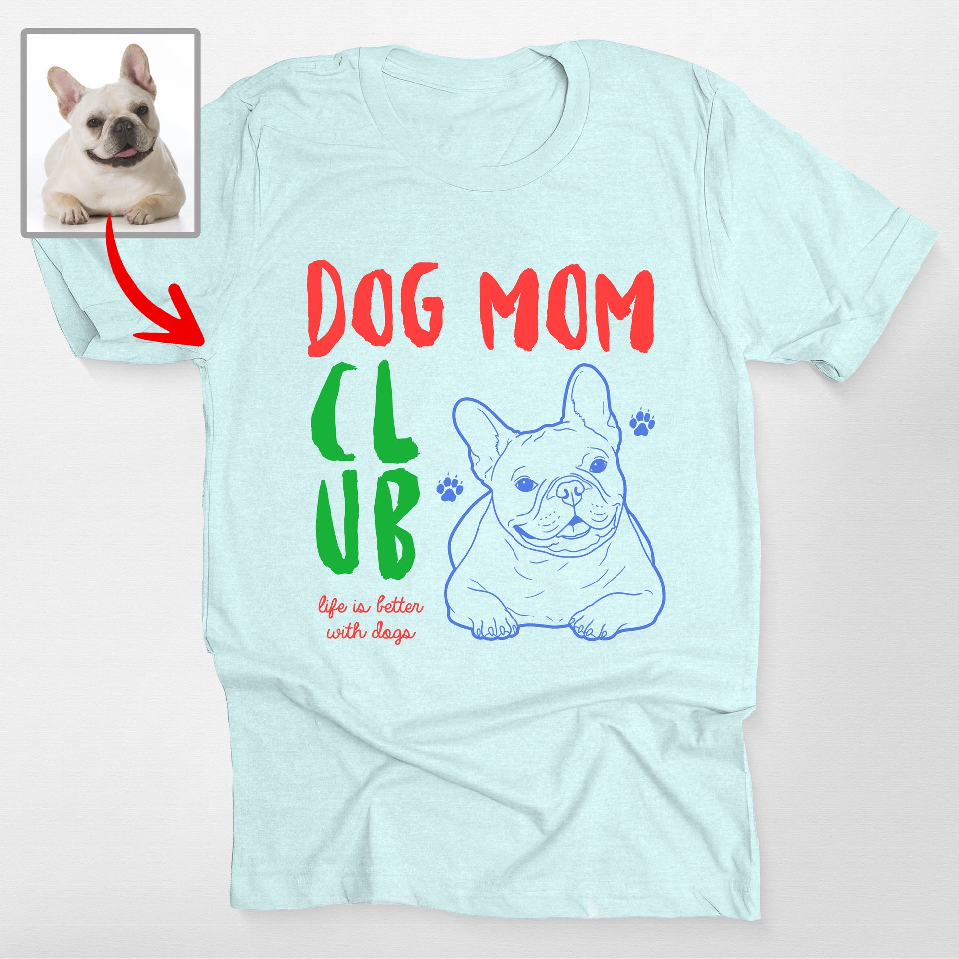 Personalized Dog Mom Club Life is Better with Dogs, custom pet portrait gift for pet lovers