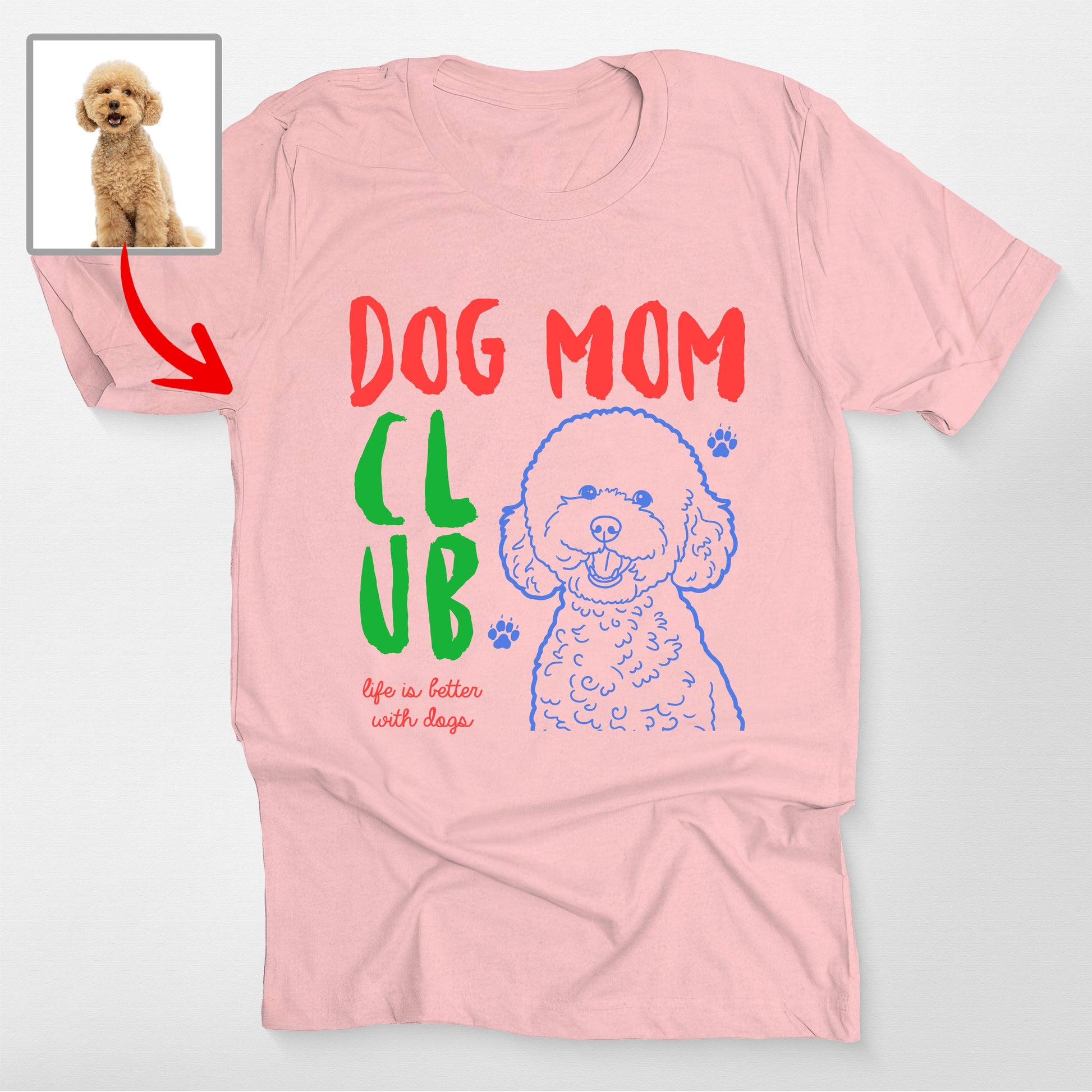 Personalized Dog Mom Club Life is Better with Dogs, custom pet portrait gift for pet lovers (view 4)