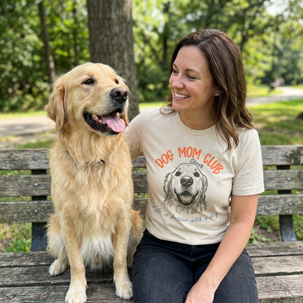 Personalized Dog Mom Club T-Shirt, custom pet portrait gift for pet lovers (view 4)
