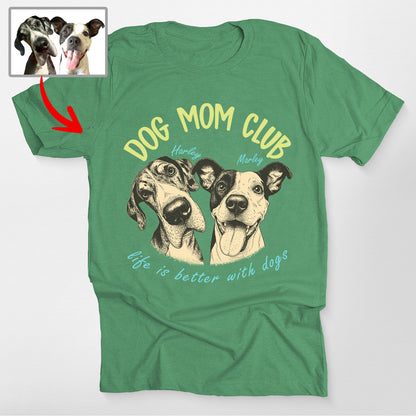 Personalized Dog Mom Club T-Shirt, custom pet portrait gift for pet lovers (view 9)