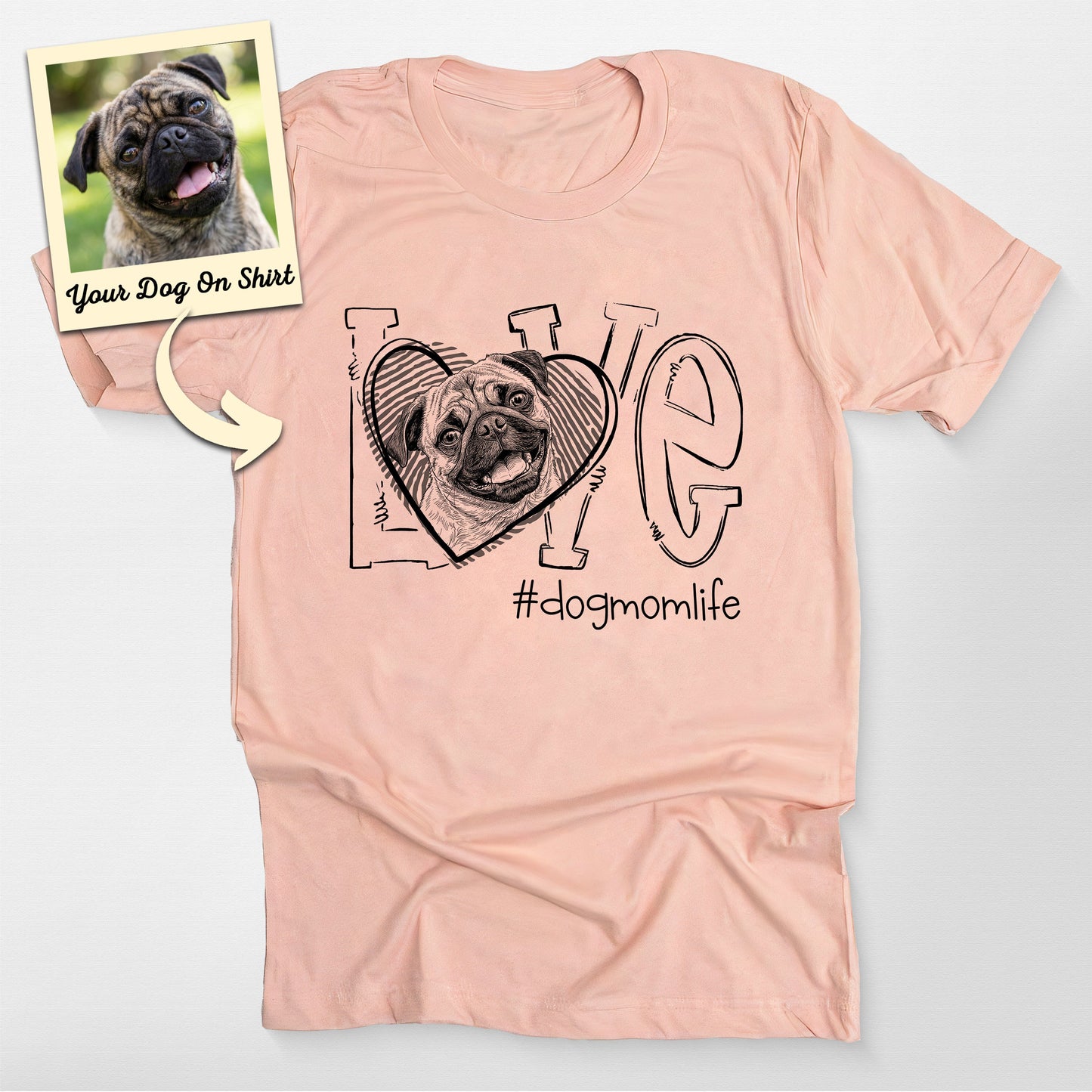 Personalized Dog Mom Pug Life Shirt, custom pet portrait gift for pet lovers (view 2)