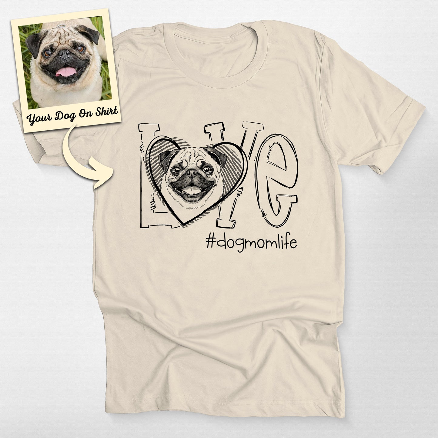 Personalized Dog Mom Pug Life Shirt, custom pet portrait gift for pet lovers (view 4)