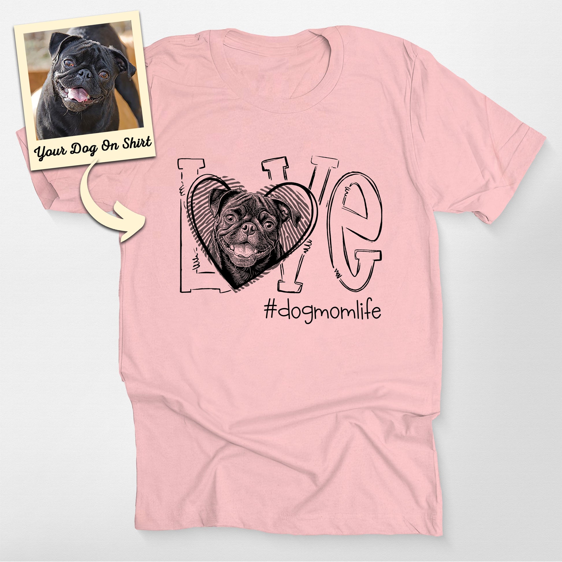 Personalized Dog Mom Pug Life Shirt, custom pet portrait gift for pet lovers (view 5)