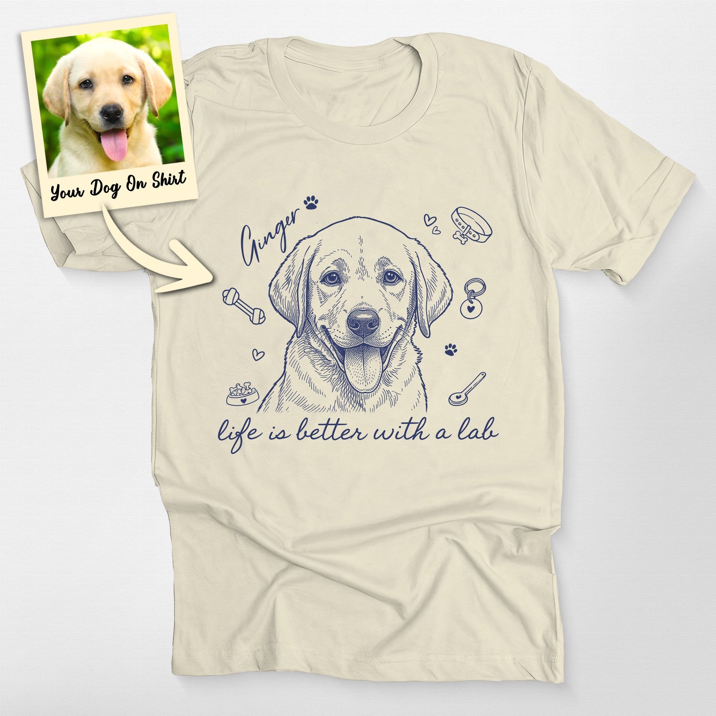 Personalized Dog Shirt Life is Better with a Lab T, custom pet portrait gift for pet lovers (view 2)