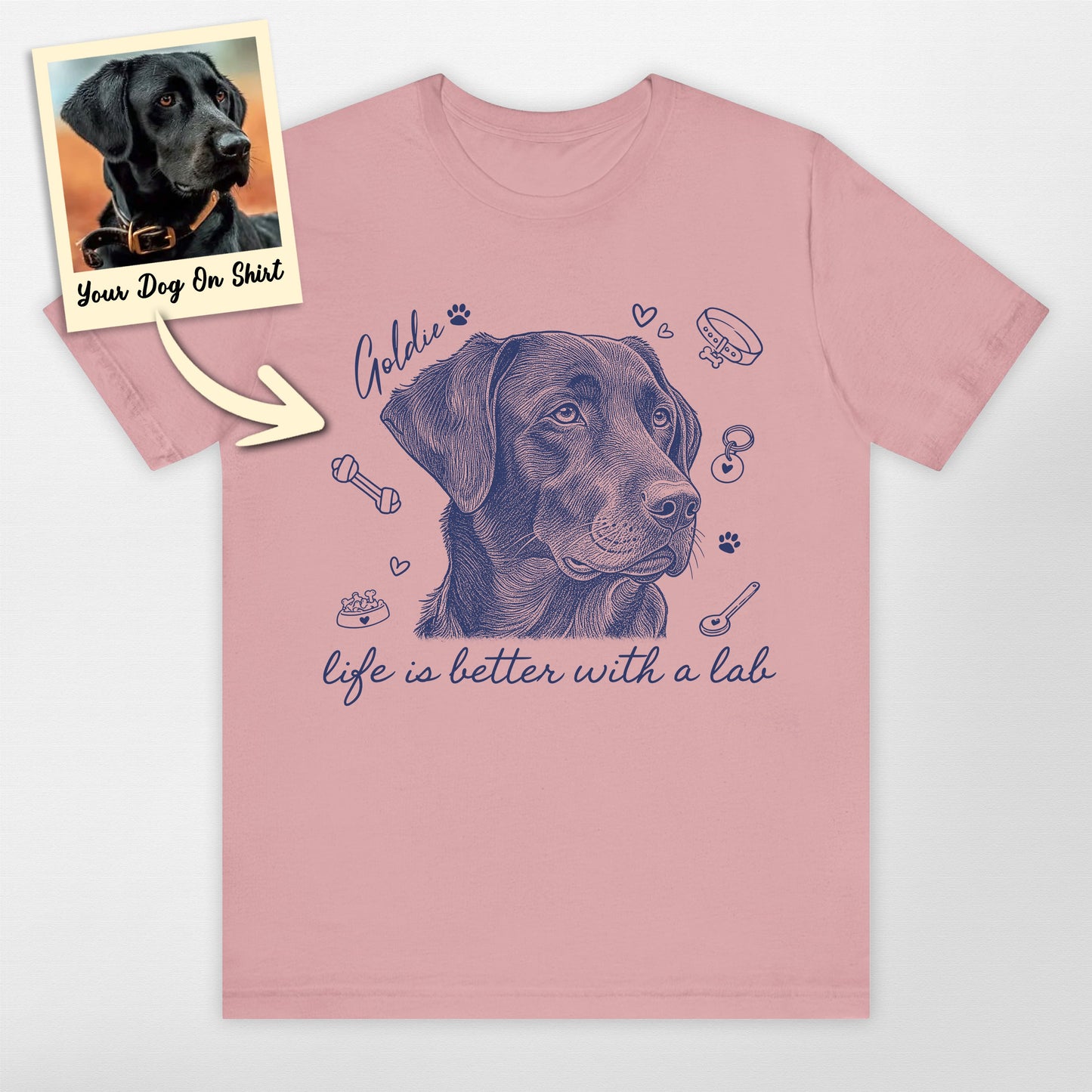 Personalized Dog Shirt Life is Better with a Lab T, custom pet portrait gift for pet lovers (view 7)