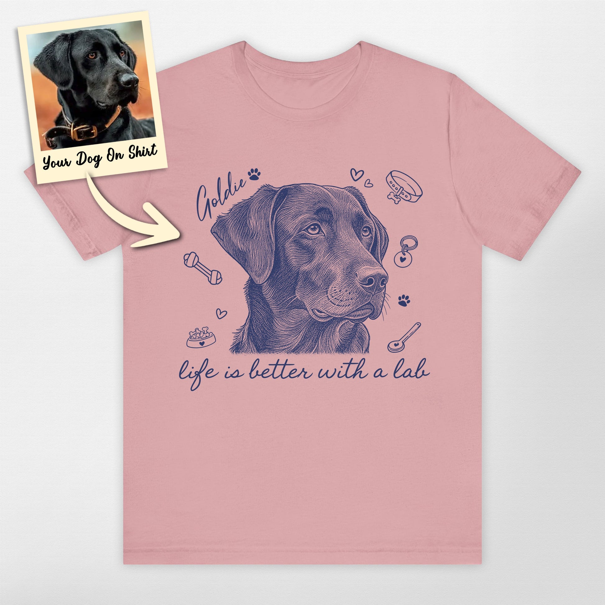 Personalized Dog Shirt Life is Better with a Lab T, custom pet portrait gift for pet lovers (view 7)