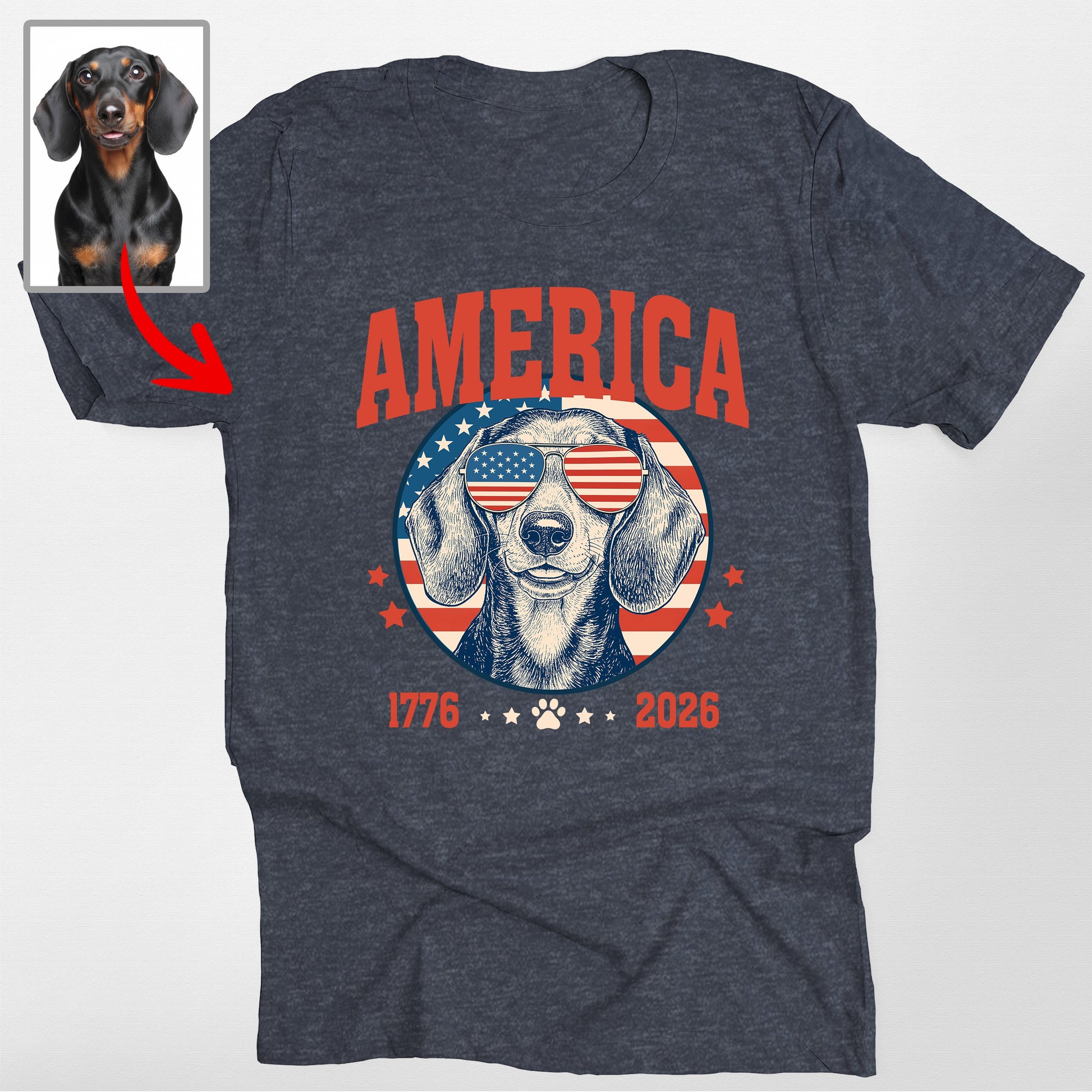Personalized Dogface America 1776 2026 Patriotic U, custom pet portrait gift for pet lovers (view 2)