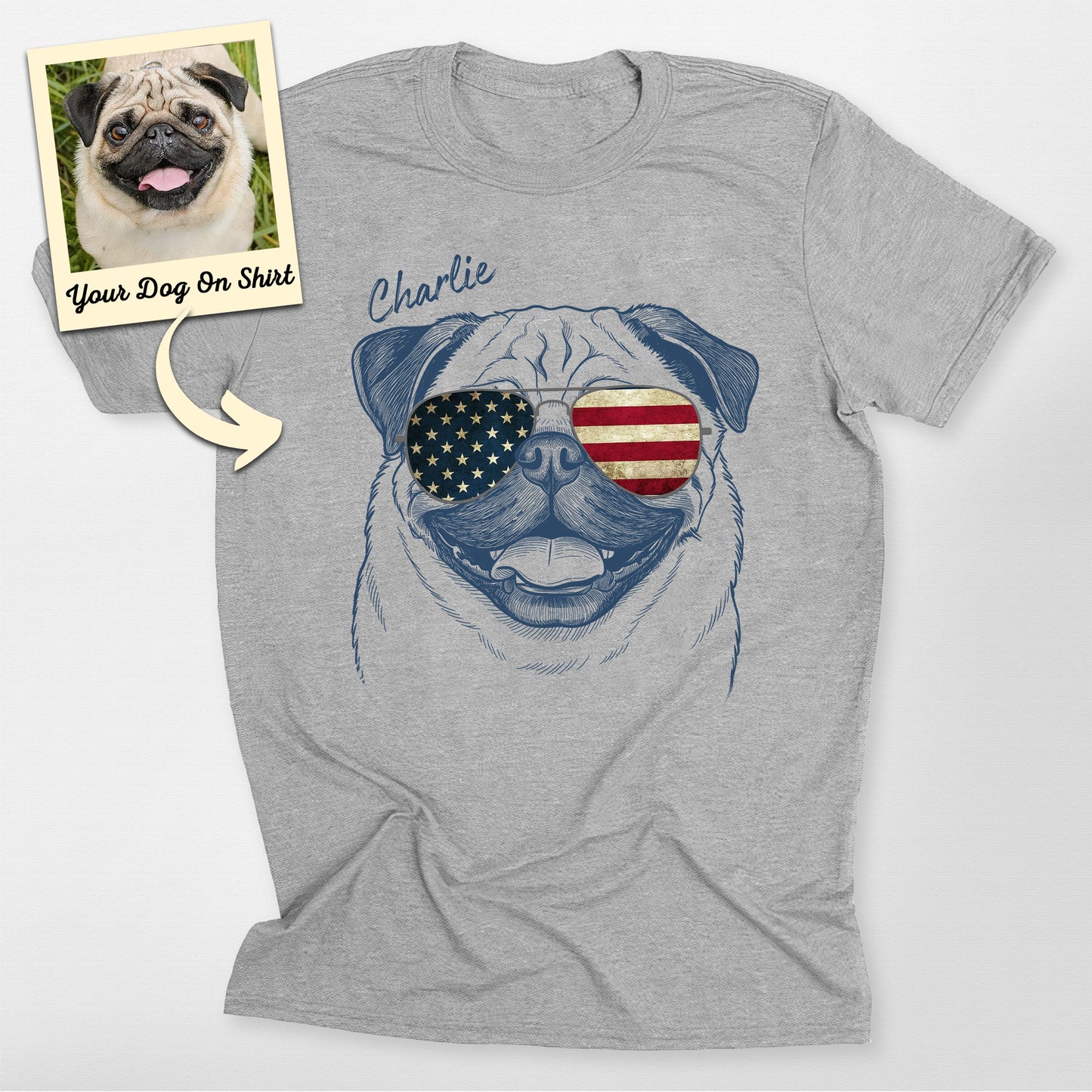 Personalized Dogface America Flag Sunglasses Unise, custom pet portrait gift for pet lovers
