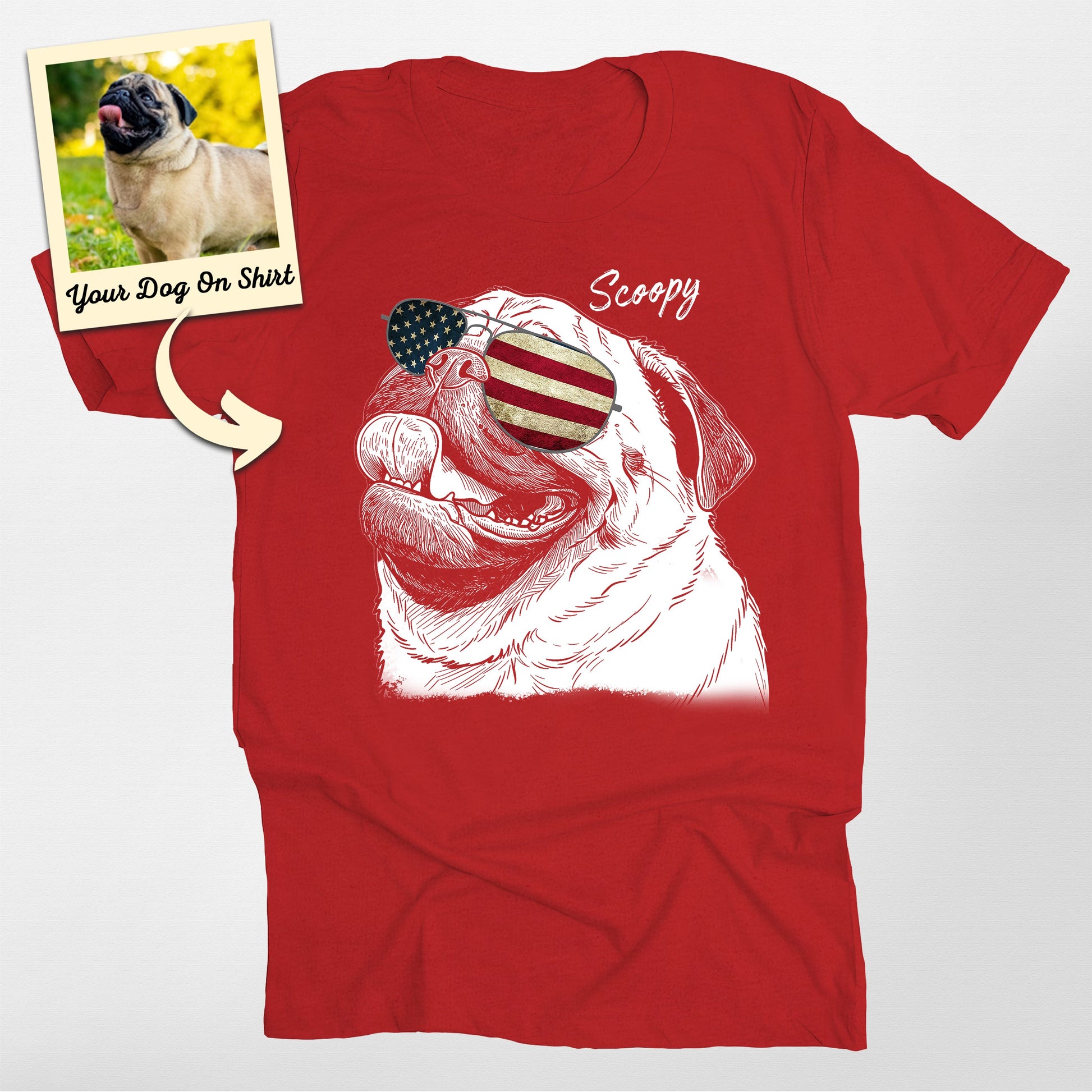Personalized Dogface America Flag Sunglasses Unise, custom pet portrait gift for pet lovers (view 4)