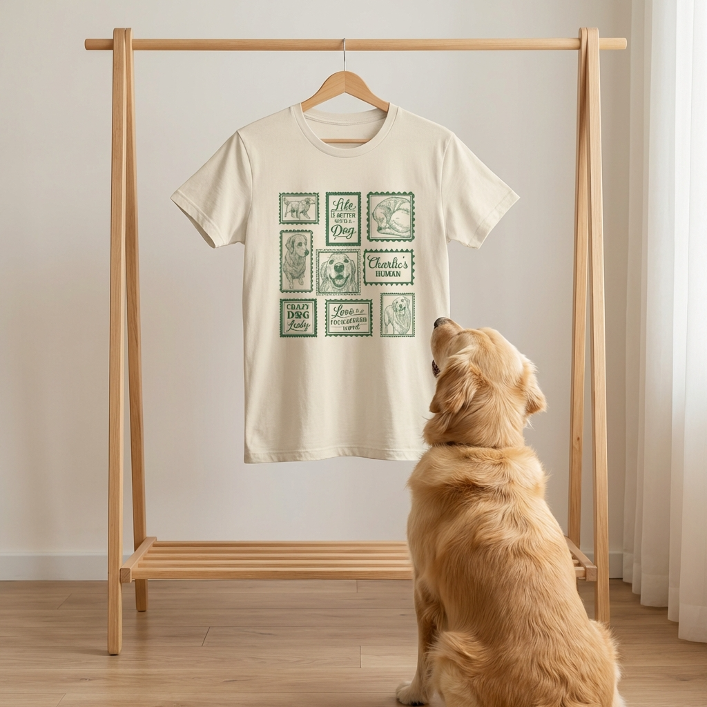 Personalized Dogface Stamps T-Shirt, custom pet portrait gift for pet lovers (view 9)