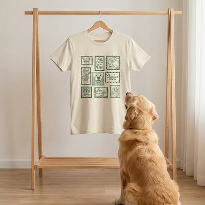 Personalized Dogface Stamps T-Shirt, custom pet portrait gift for pet lovers (view 9)