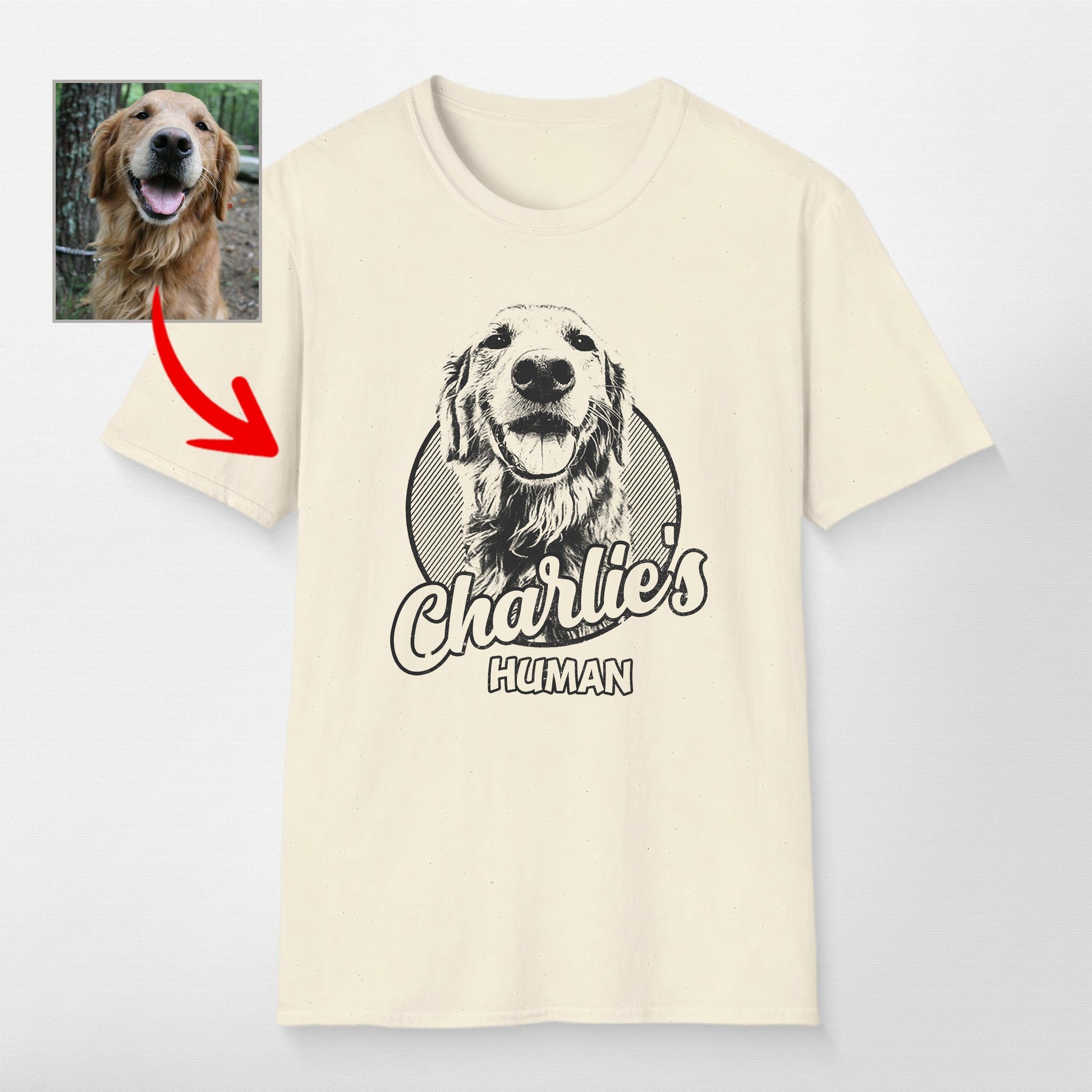 Personalized Dogface Unisex Softstyle T-Shirt, custom pet portrait gift for pet lovers (view 8)