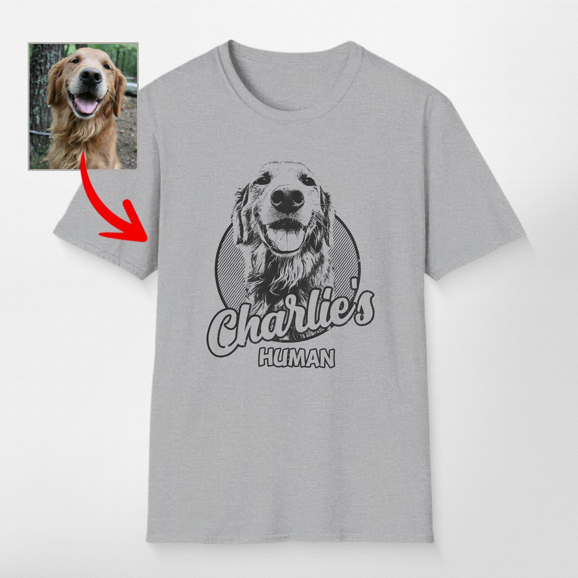 Personalized Dogface Unisex Softstyle T-Shirt, custom pet portrait gift for pet lovers (view 7)