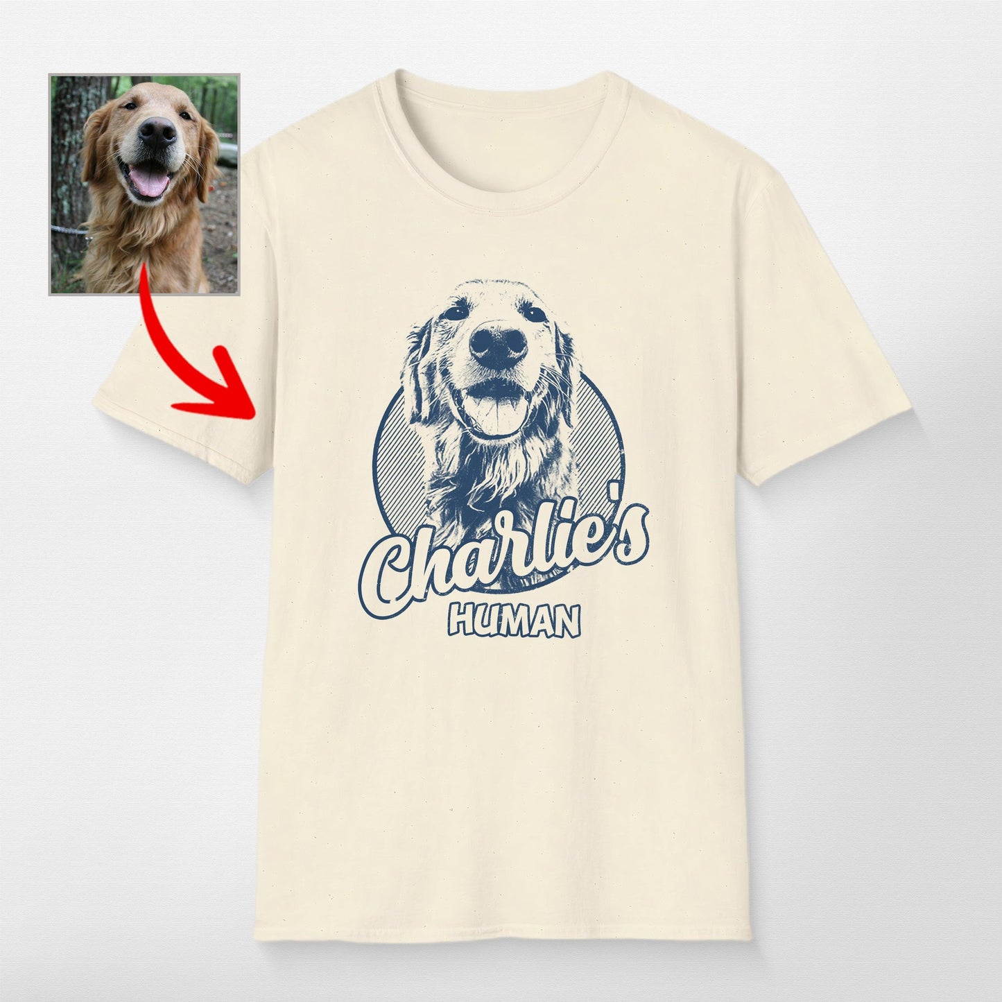 Personalized Dogface Unisex Softstyle T-Shirt, custom pet portrait gift for pet lovers (view 10)