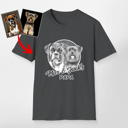 Personalized Dogface Unisex Softstyle T-Shirt, custom pet portrait gift for pet lovers