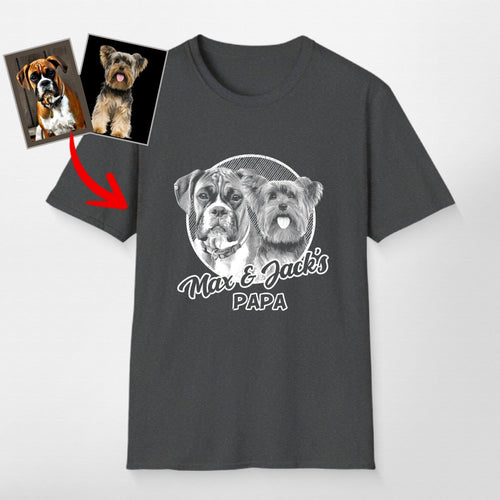 Personalized Dogface Unisex Softstyle T-Shirt, custom pet portrait gift for pet lovers