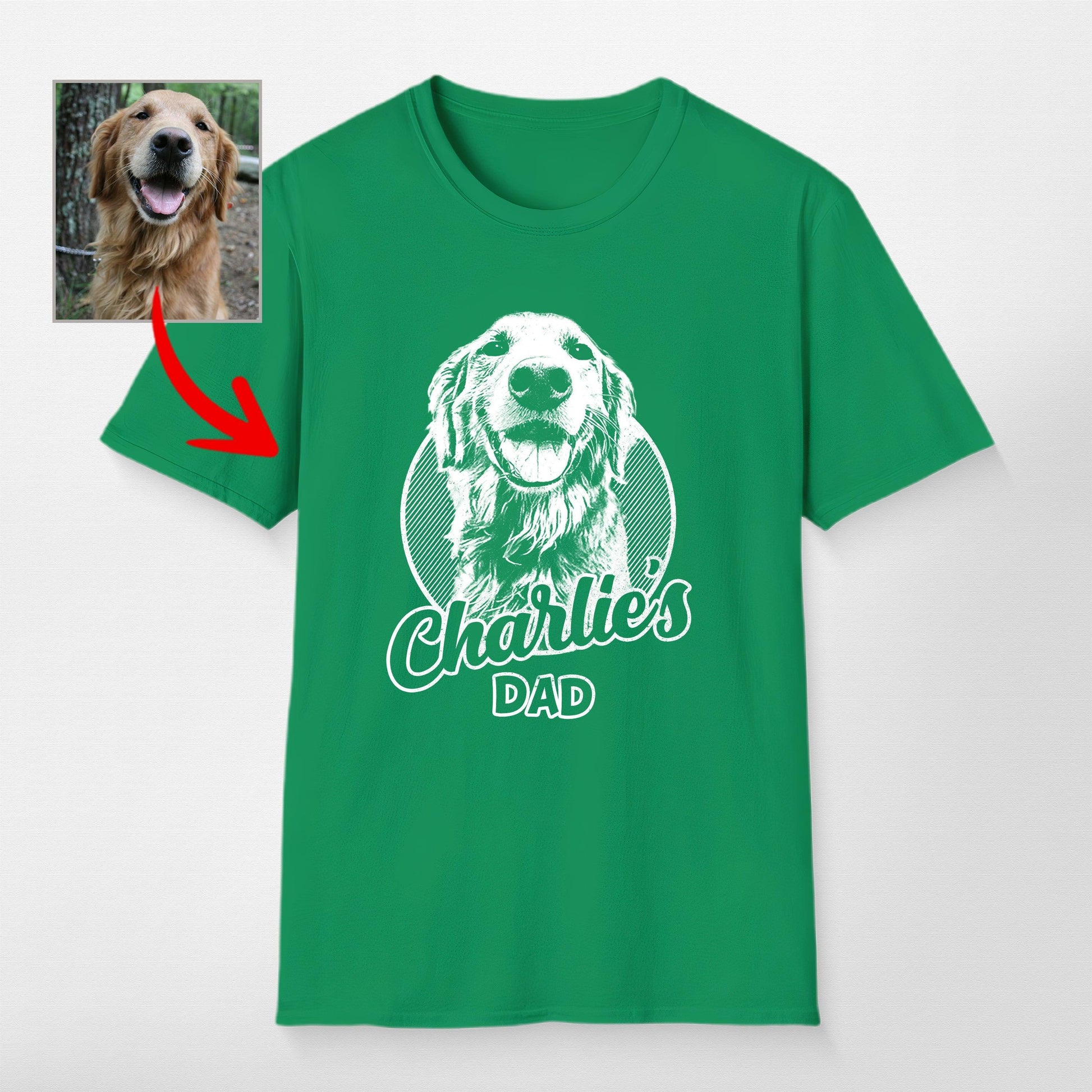 Personalized Dogface Unisex Softstyle T-Shirt, custom pet portrait gift for pet lovers (view 4)