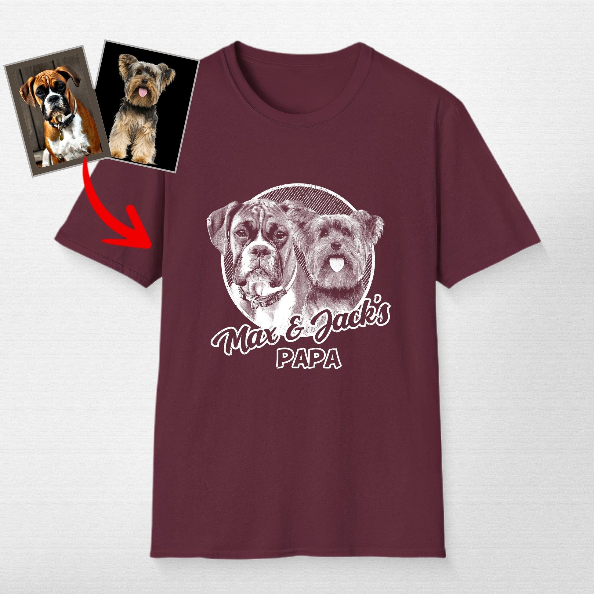 Personalized Dogface Unisex Softstyle T-Shirt, custom pet portrait gift for pet lovers (view 5)