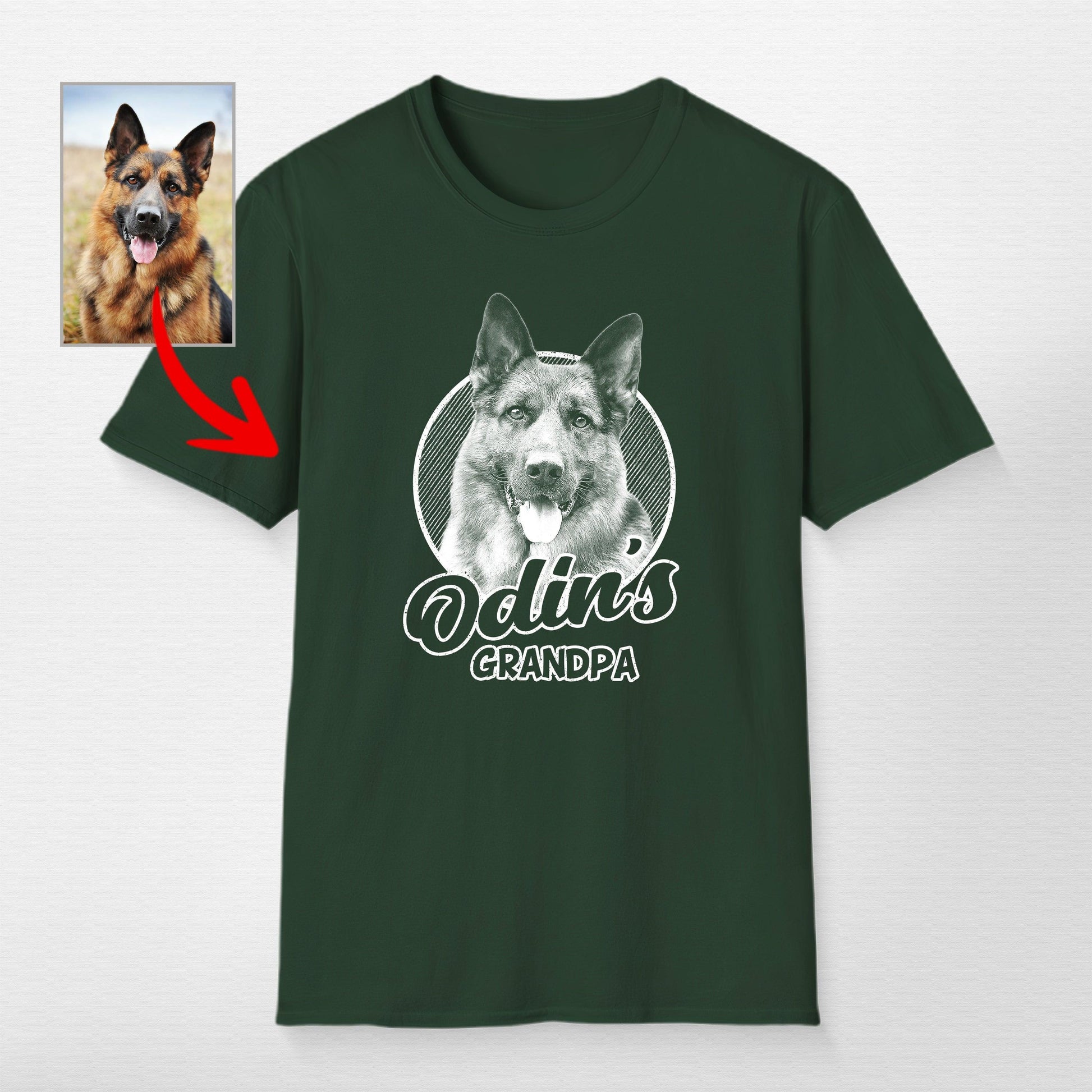Personalized Dogface Unisex Softstyle T-Shirt, custom pet portrait gift for pet lovers (view 16)