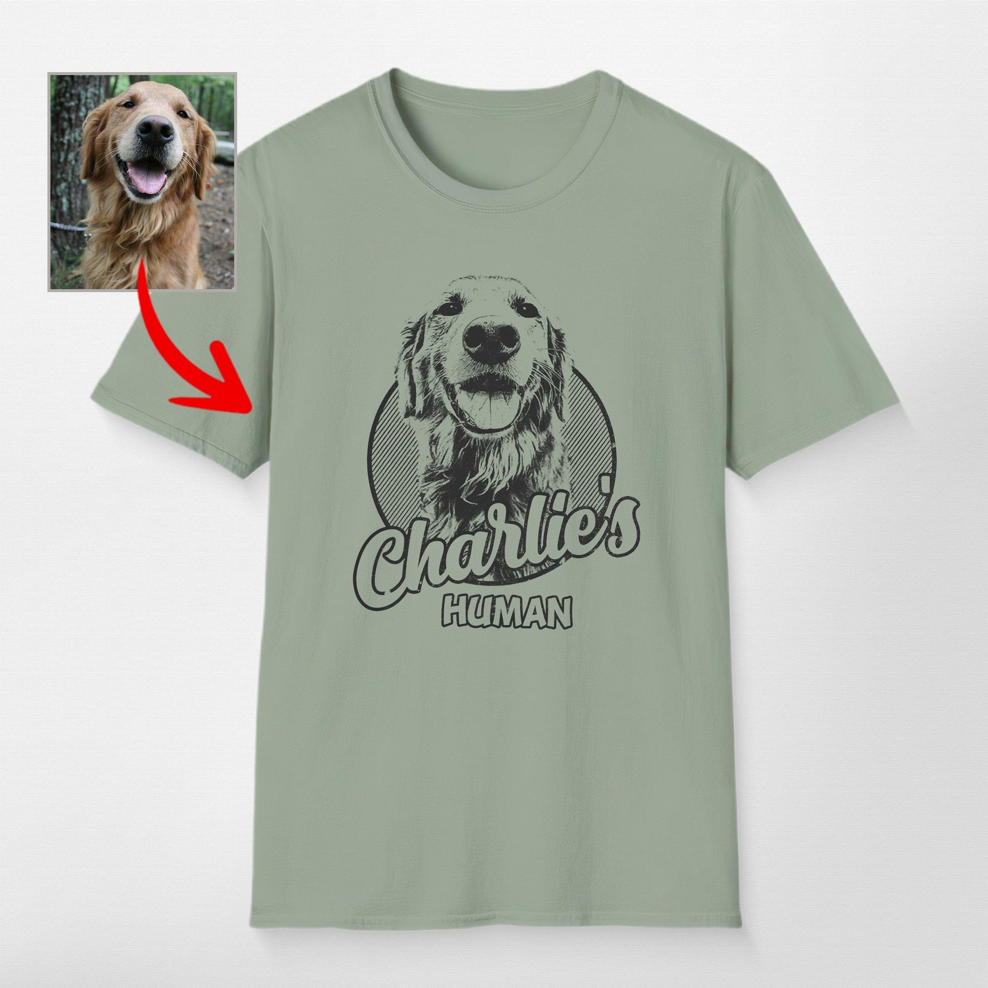 Personalized Dogface Unisex Softstyle T-Shirt, custom pet portrait gift for pet lovers (view 11)