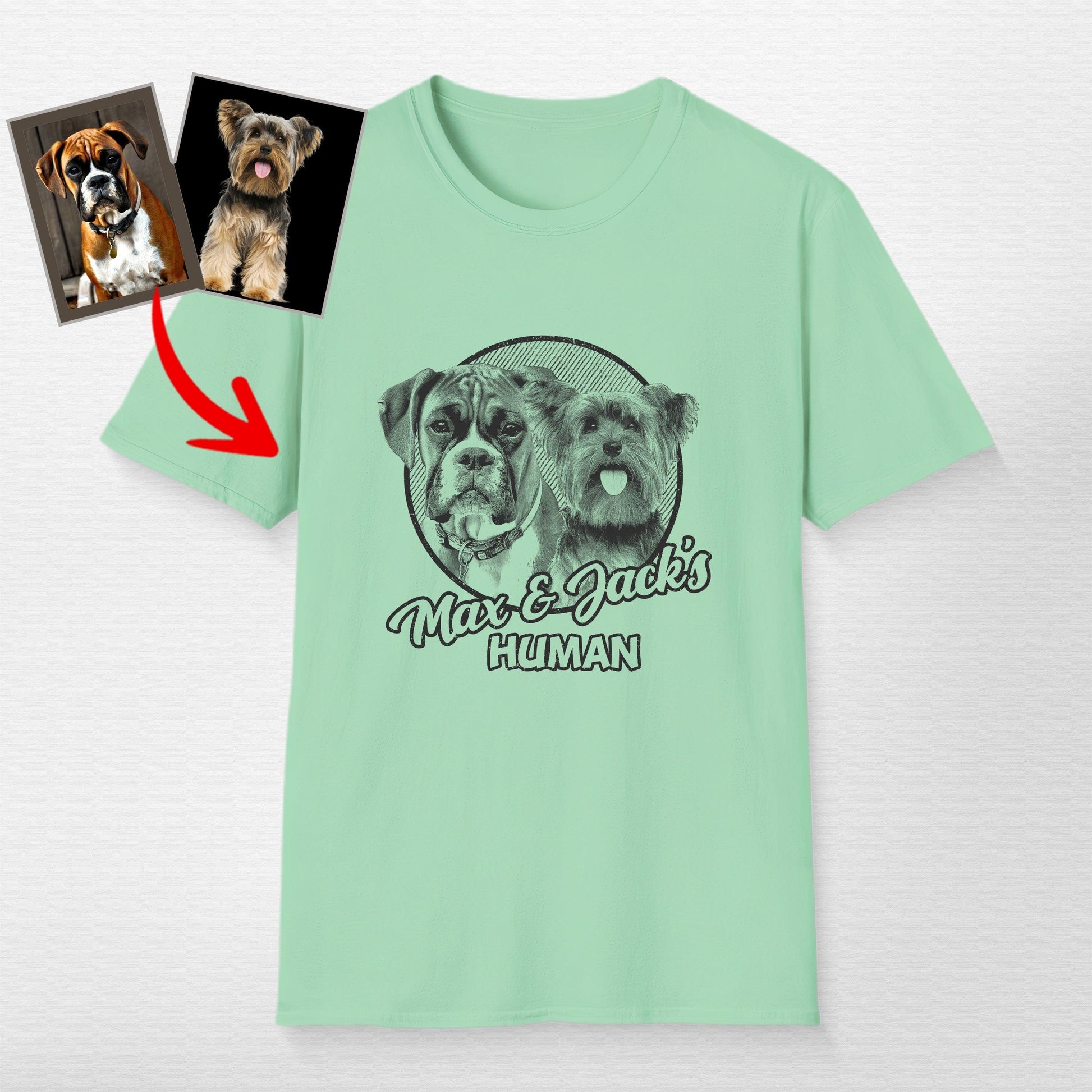 Personalized Dogface Unisex Softstyle T-Shirt, custom pet portrait gift for pet lovers (view 13)