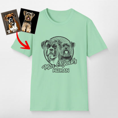 Personalized Dogface Unisex Softstyle T-Shirt, custom pet portrait gift for pet lovers (view 13)