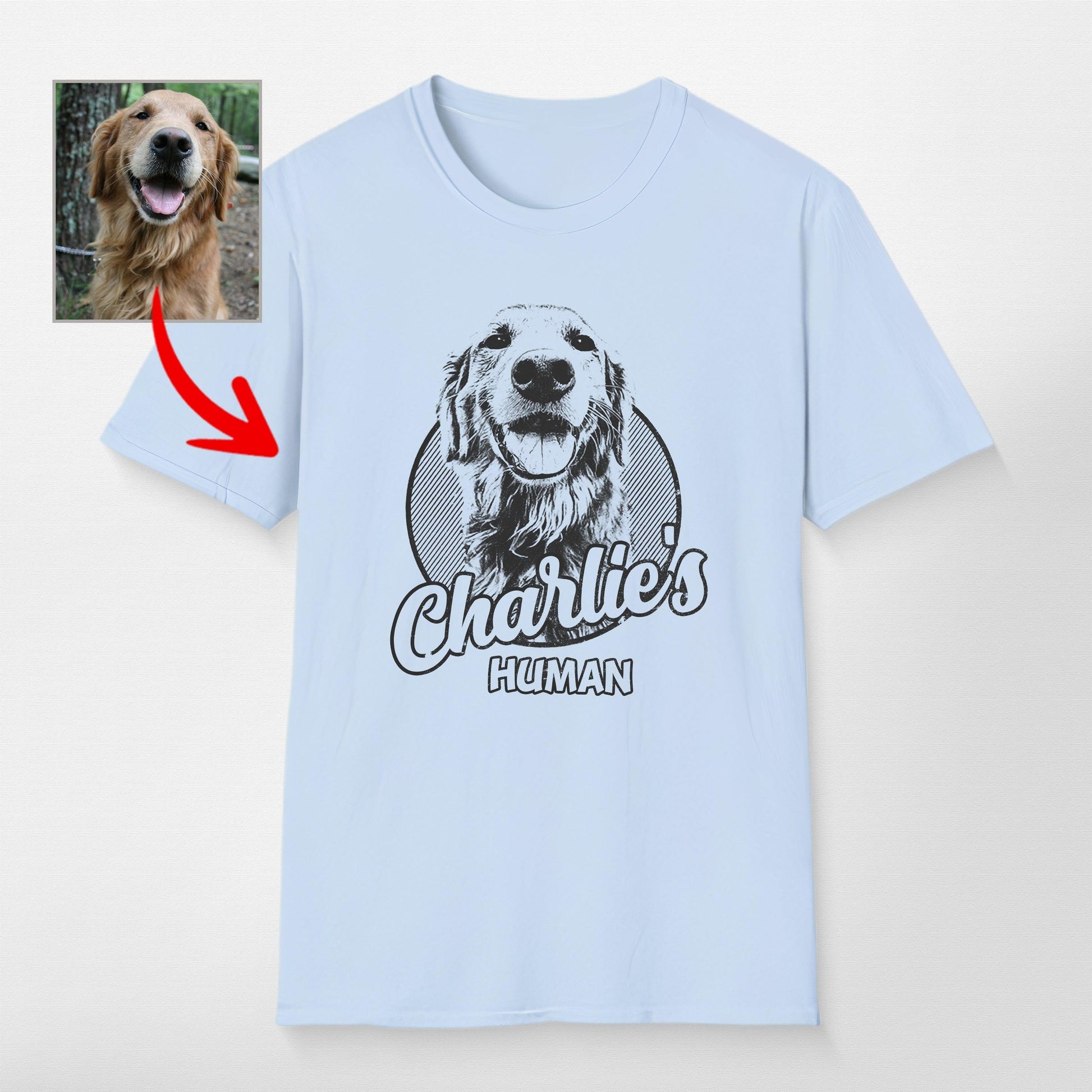 Personalized Dogface Unisex Softstyle T-Shirt, custom pet portrait gift for pet lovers (view 14)