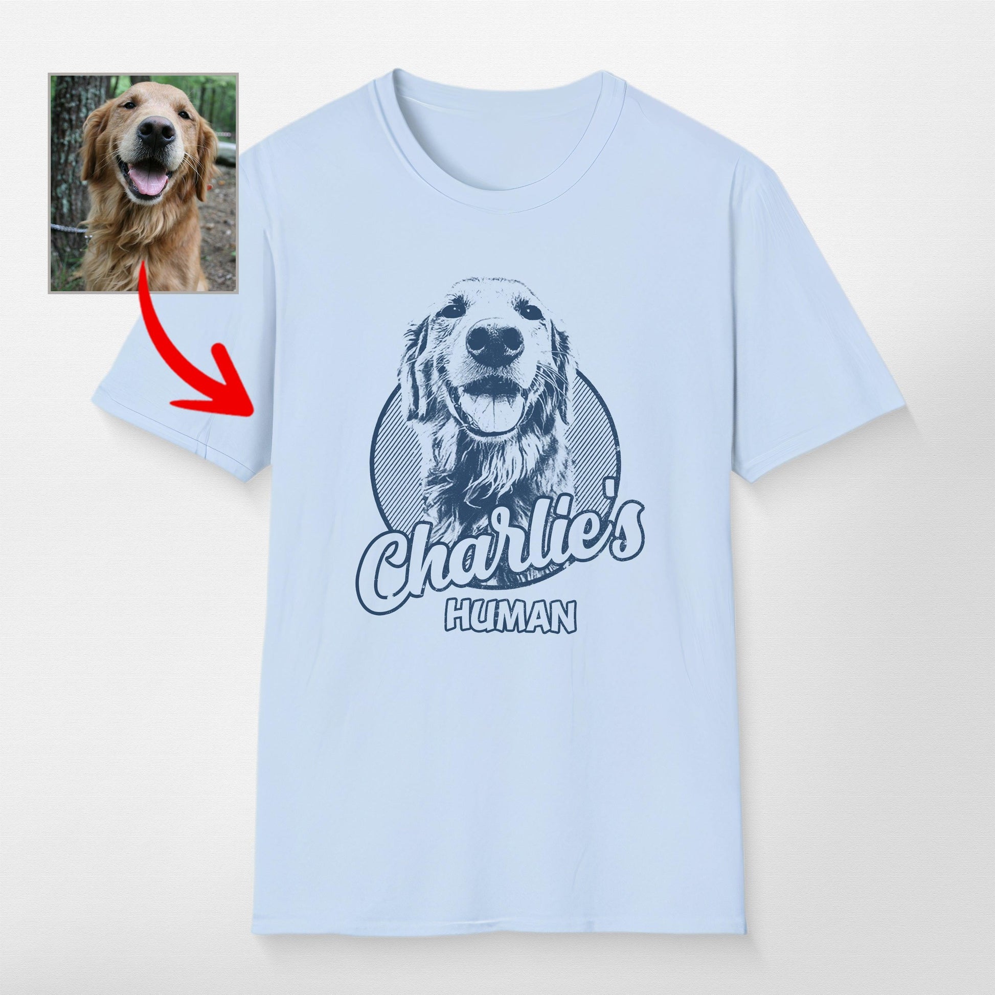 Personalized Dogface Unisex Softstyle T-Shirt, custom pet portrait gift for pet lovers (view 15)