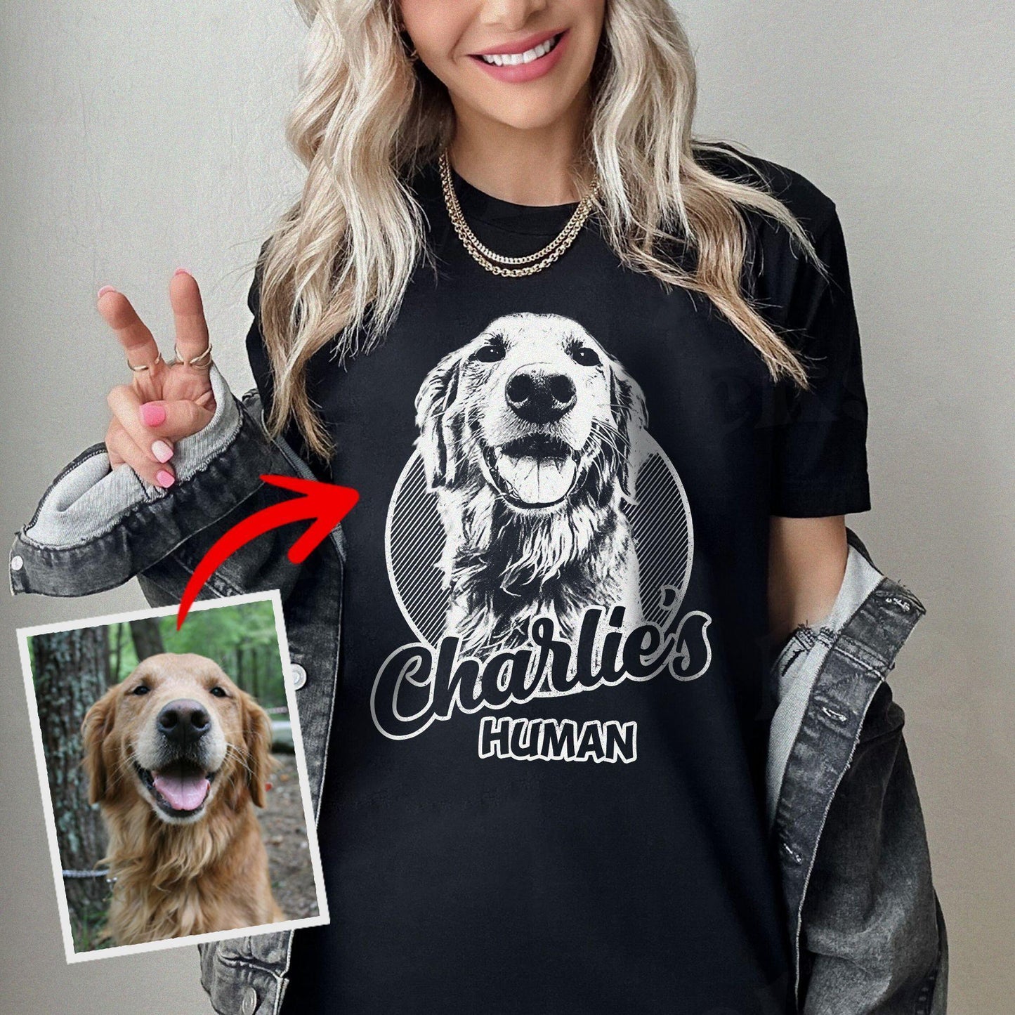 Personalized Dogface Unisex T-Shirt, custom pet portrait gift for pet lovers (view 11)