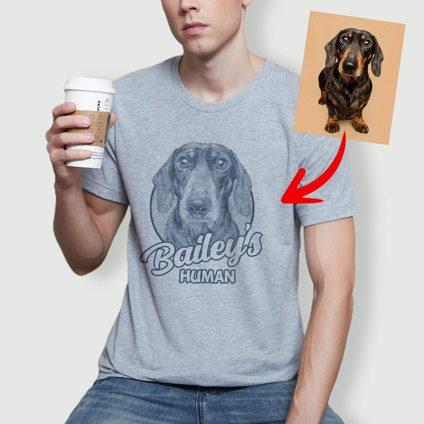 Personalized Dogface Unisex T-Shirt, custom pet portrait gift for pet lovers (view 18)