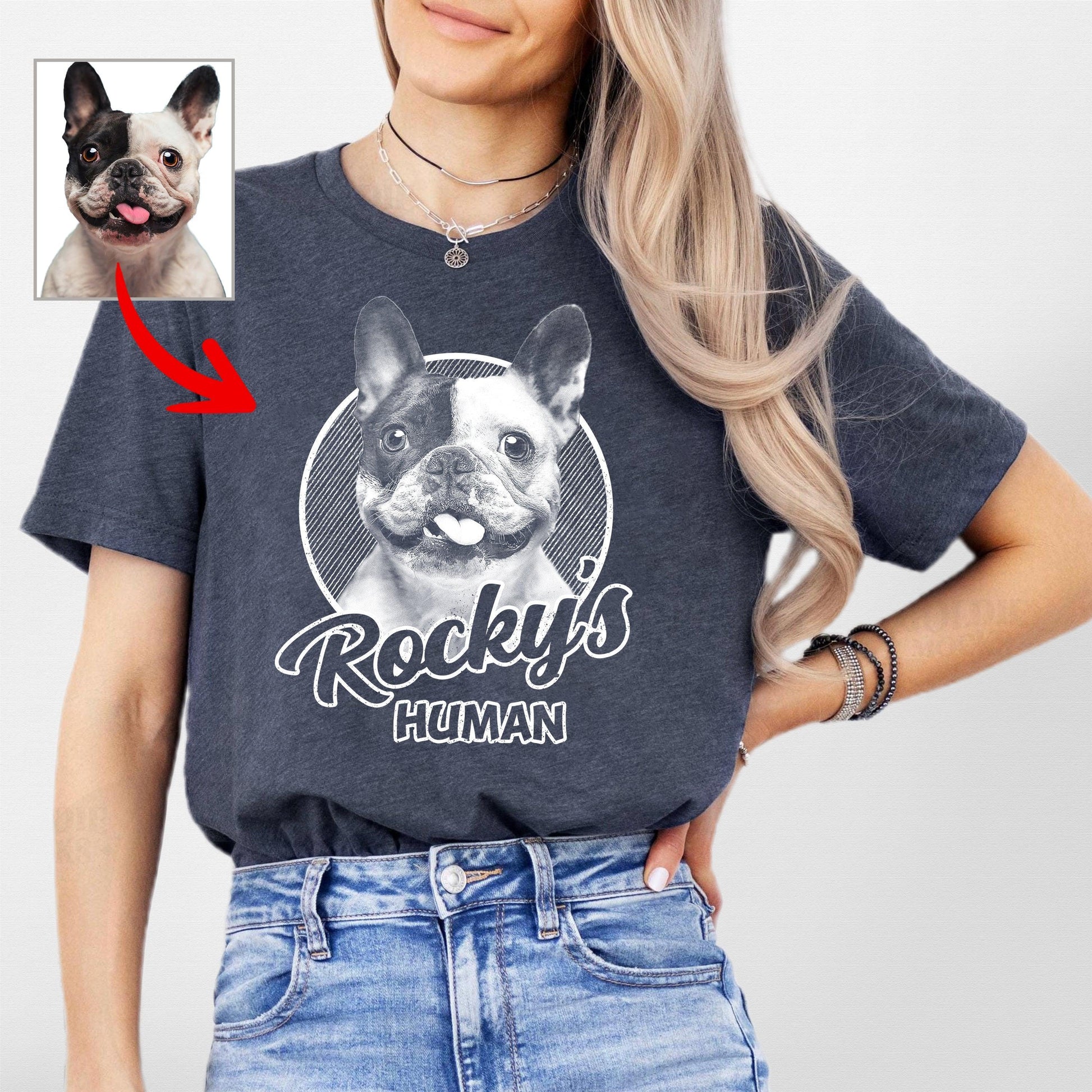 Personalized Dogface Unisex T-Shirt, custom pet portrait gift for pet lovers (view 6)