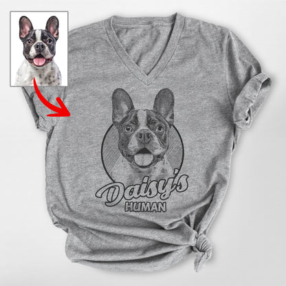 Personalized Dogface Unisex V-Neck Shirt, custom pet portrait gift for pet lovers (view 6)