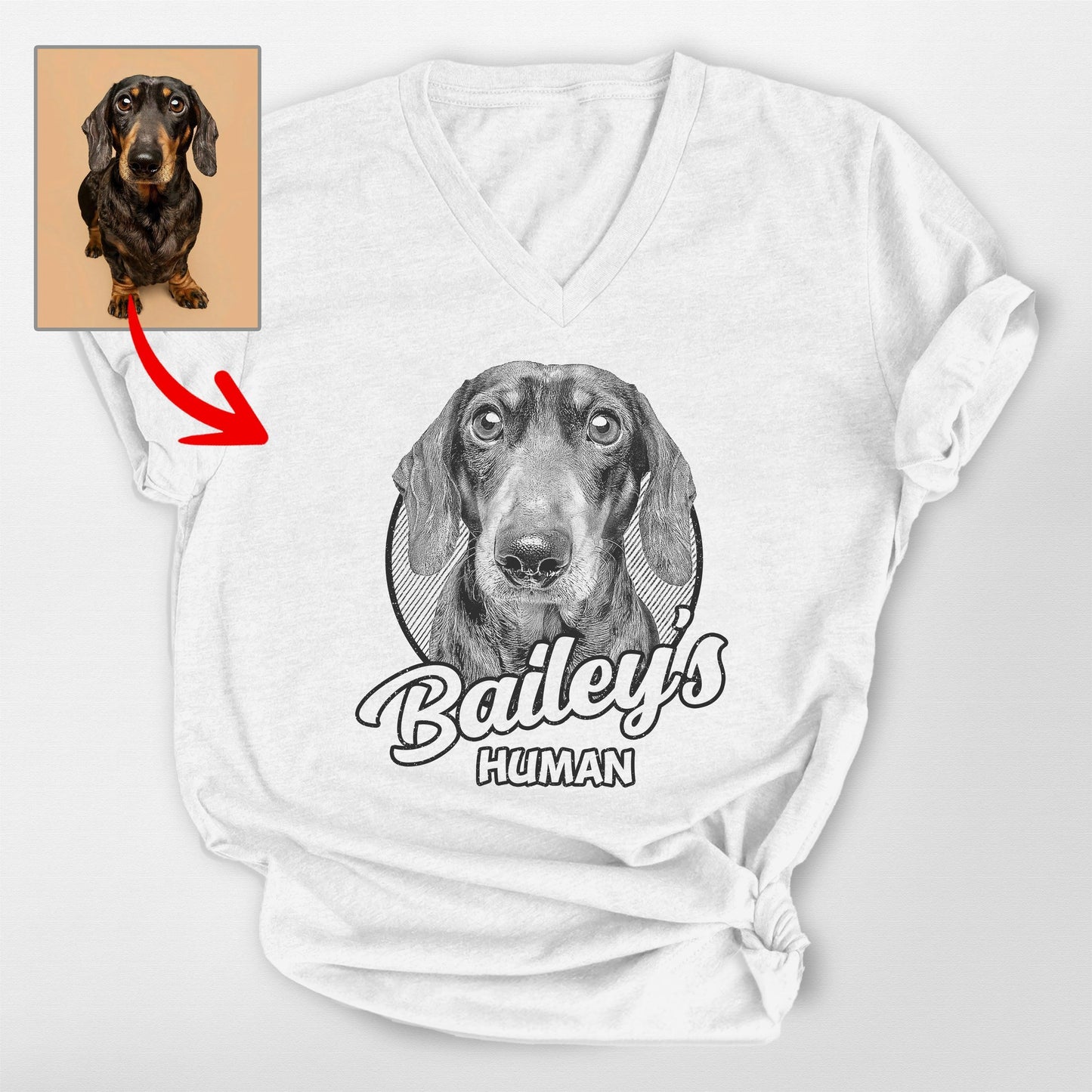 Personalized Dogface Unisex V-Neck Shirt, custom pet portrait gift for pet lovers (view 5)