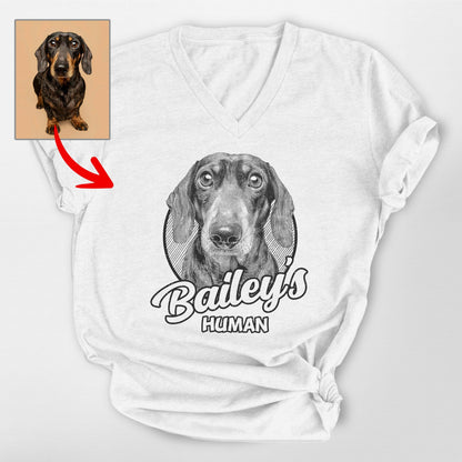 Personalized Dogface Unisex V-Neck Shirt, custom pet portrait gift for pet lovers (view 5)