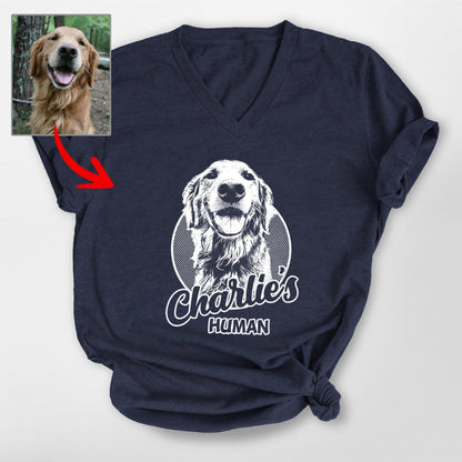 Personalized Dogface Unisex V-Neck Shirt, custom pet portrait gift for pet lovers (view 3)
