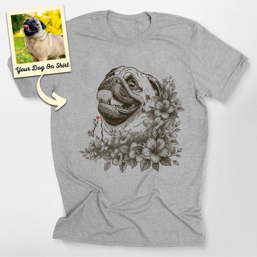 Personalized Floral Pug Life T-Shirt