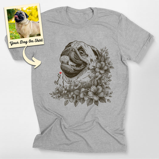Personalized Floral Pug Life T-Shirt
