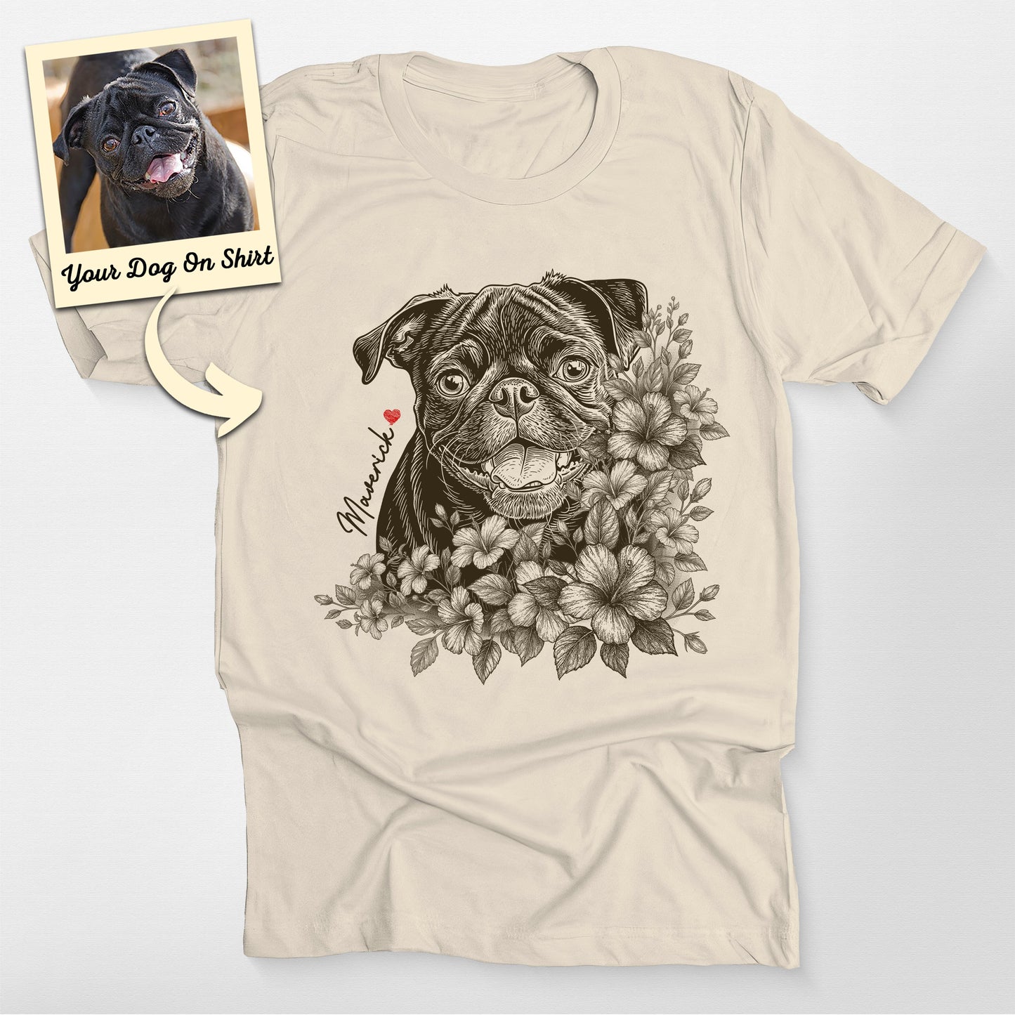 Personalized Floral Pug Life T-Shirt (view 4)