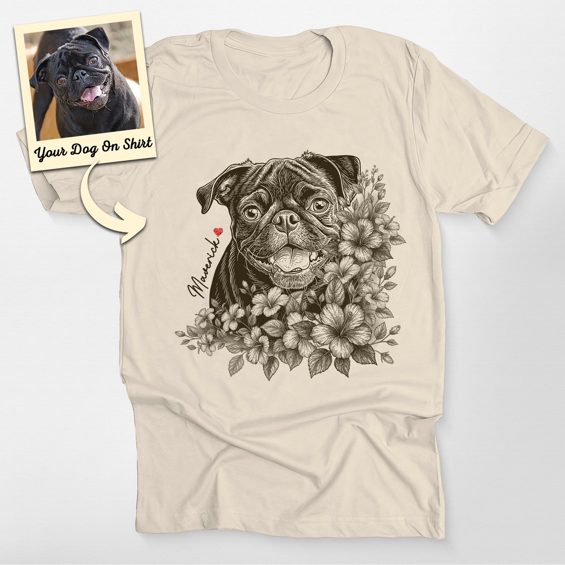 Personalized Floral Pug Life T-Shirt (view 4)