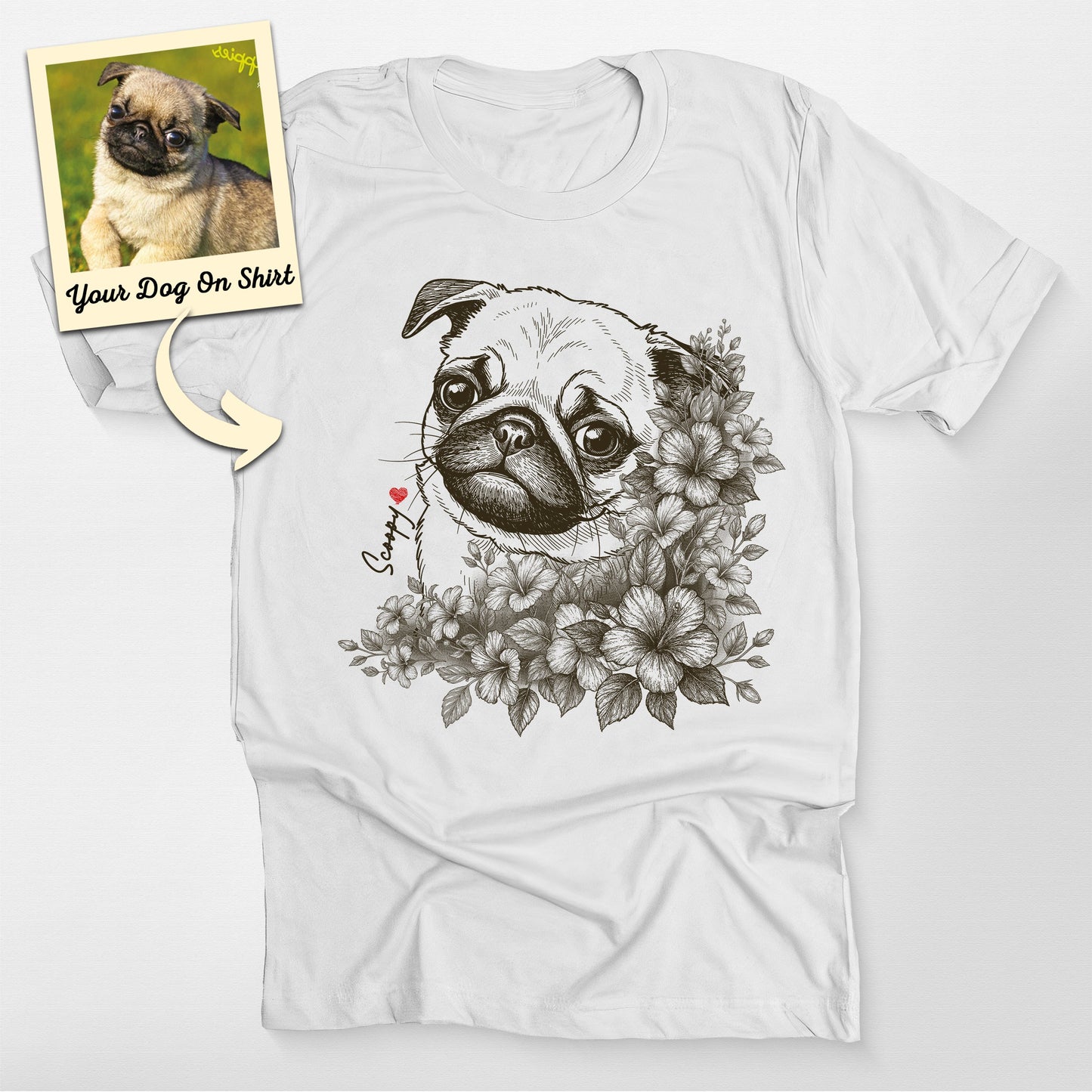 Personalized Floral Pug Life T-Shirt (view 5)