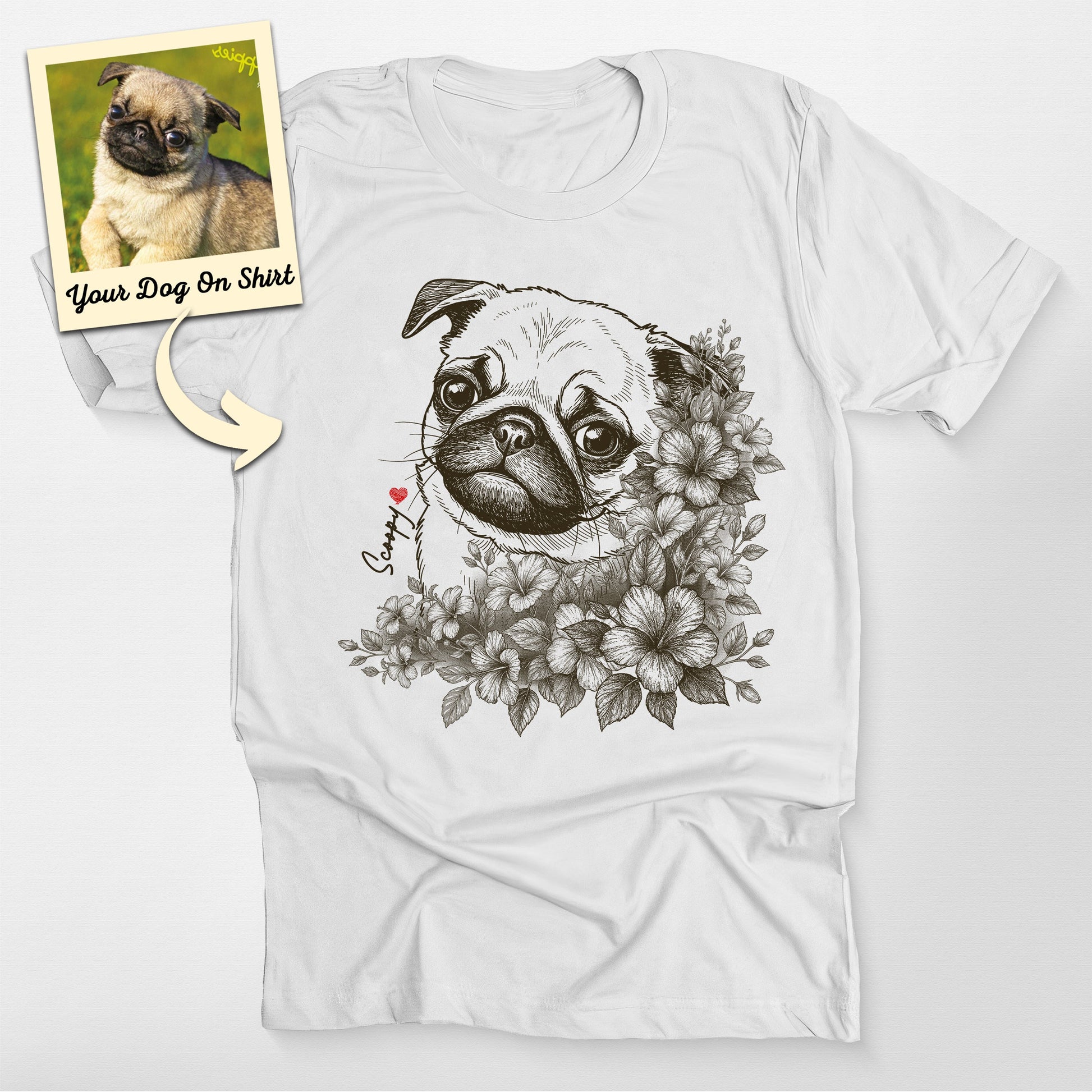 Personalized Floral Pug Life T-Shirt (view 5)