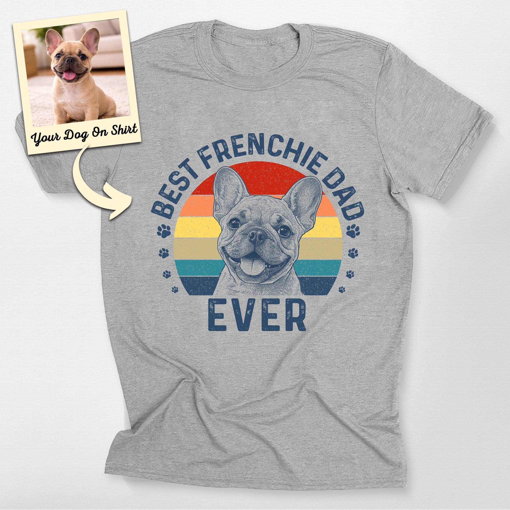 Personalized French Bulldog Shirt Best Frenchie Da, custom pet portrait gift for pet lovers