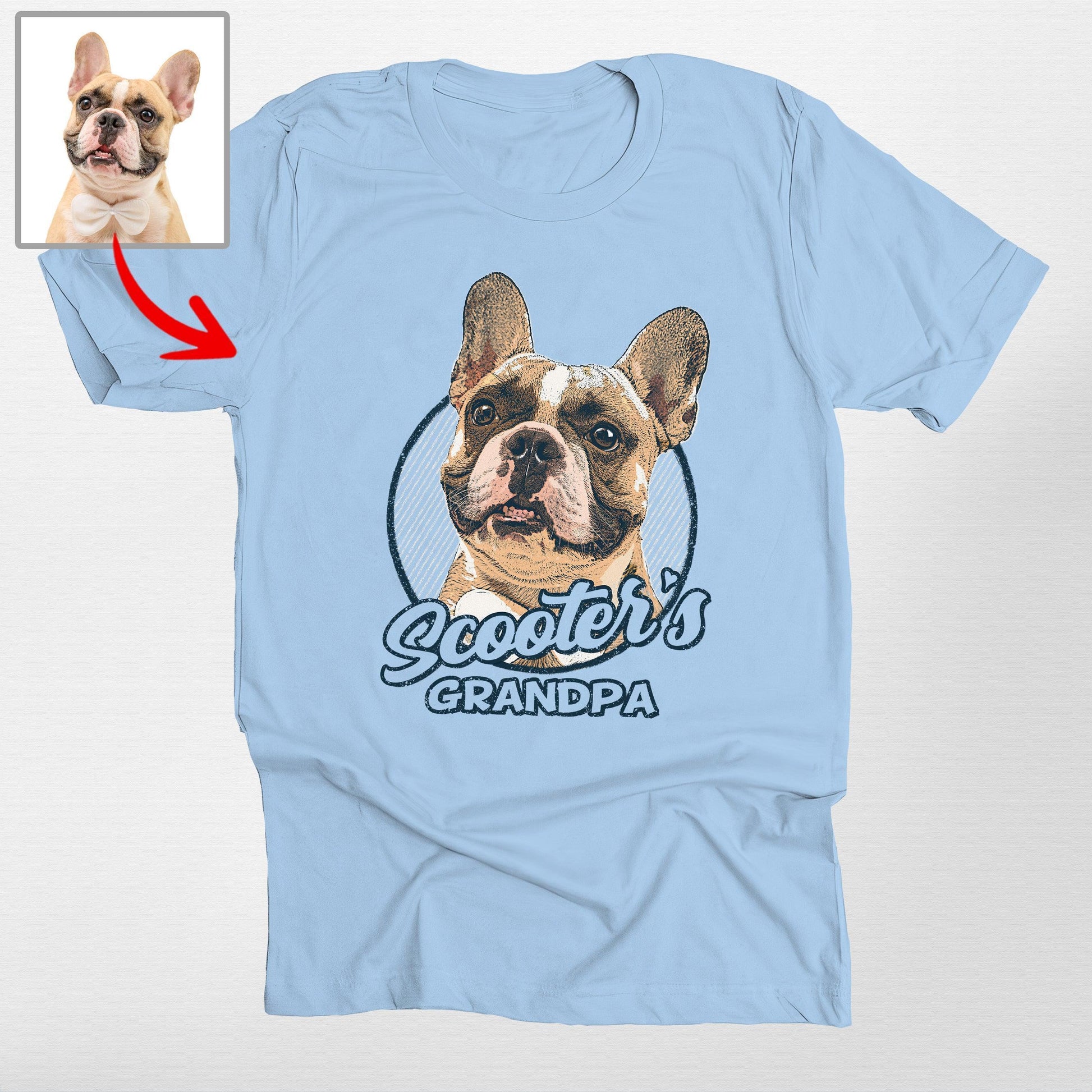 Personalized French Bulldog Shirt Colorful Sketch, custom pet portrait gift for pet lovers (view 2)