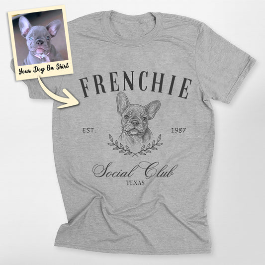 Personalized French Bulldog Shirt Frenchie Social, custom pet portrait gift for pet lovers