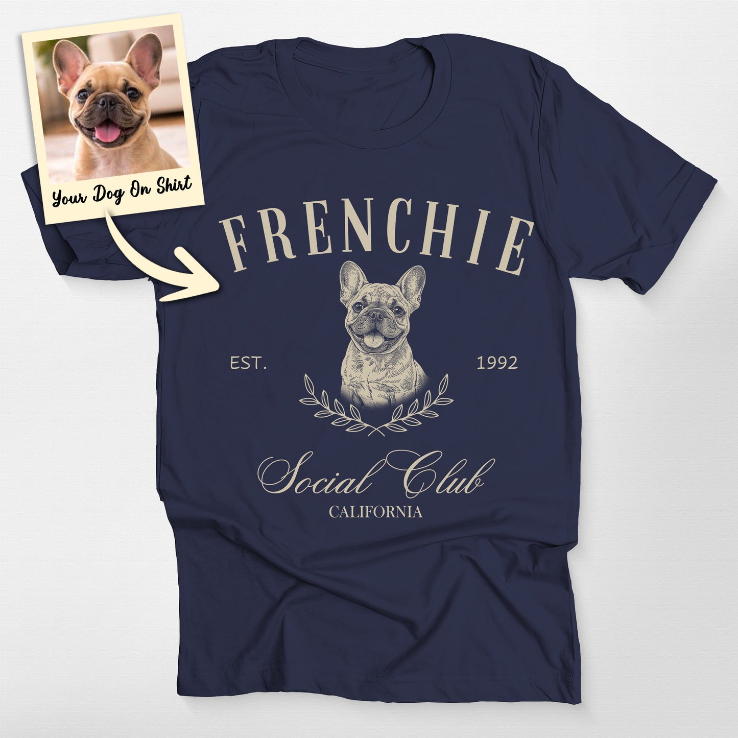 Personalized French Bulldog Shirt Frenchie Social, custom pet portrait gift for pet lovers (view 3)