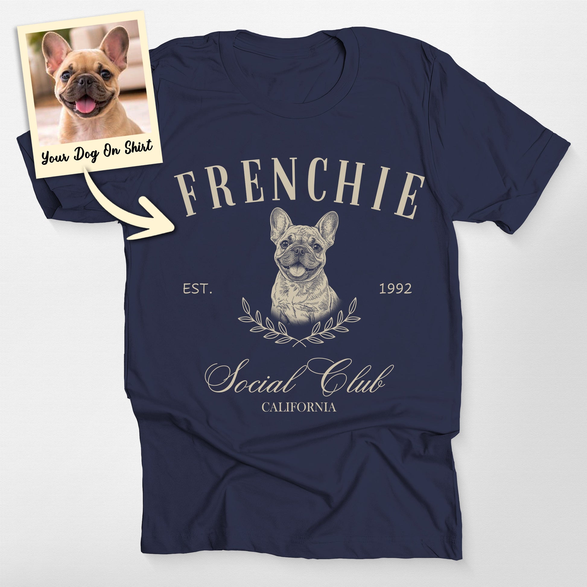 Personalized French Bulldog Shirt Frenchie Social, custom pet portrait gift for pet lovers (view 3)