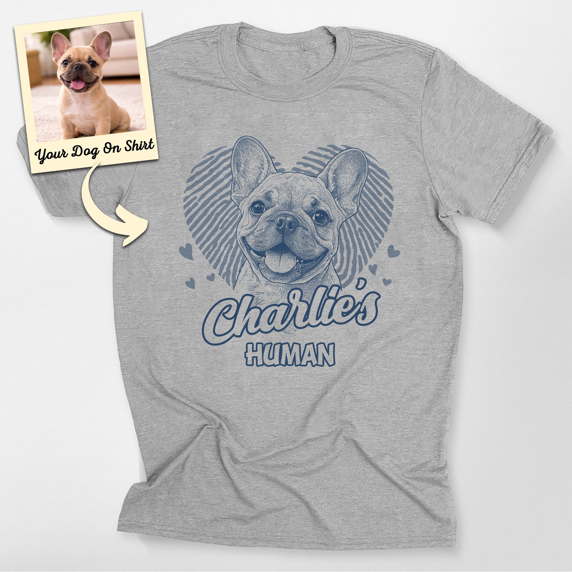 Personalized French Bulldog Shirt Lovable Bella Canvas, custom pet portrait gift for pet lovers